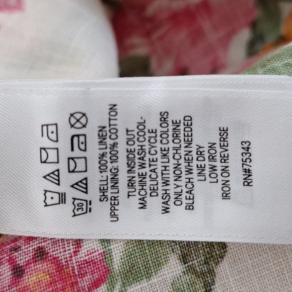 Cynthia Rowley Preppy Floral 100% Linen Sleeveless Coquette V-Neck Dress Size 6 - Picture 9 of 9